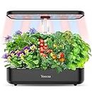 Yoocaa 12 Hydroponics Growing System, 19.4'' Height Adjustable Herb Garden with Led, Indoor Gardening System, Gardening Gifts for Women Mom (Black)
