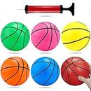 Shindel 5 inches Mini Toy Basketball, 6PCS Basketball with Pump for Toddlers, Colorful Kids Mini Toy Basketball Rubber Basketball for Kids Teenagers for Pool, Indoors, Outdoors