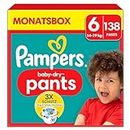 Pampers Windeln Pants Größe 6 (14-19kg) Baby-Dry, Extra Large mit Stop- und Schutz Täschchen, MONATSBOX, 138 Höschenwindeln
