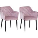 Polsterstuhl SIT "Sit&Chairs" Stühle Gr. B/H/T: 63 cm x 83 cm x 61 cm, 2 St., Samtstoff, Metall, rosa (altrosa, schwarz) Polsterstühle