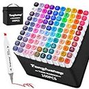 Tongfushop 100 Colors Alcohol Markers Set, Dual Tip Blender Art Markers for Adult Kids, Alcohol Based Permanent Sketch Markers Pens with Portable Case for Drawing Coloring Painting