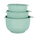 GLAD Mixing Bowls with Pour Spout, Set of 3 | Nesting Design Saves Space | Non-Slip, BPA Free, Dishwasher Safe Plastic | Kitchen Cooking and Baking Supplies, Sage Green