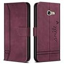 Bravoday Case for Galaxy A5 2017, PU Leather Wallet Book Flip Folio Stand View Cover with Card Slots for Galaxy A5 2017, Wine Red