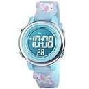 Vicloon Digital Watch for Kids , 7 Colors LED Flashing Light Multifunction Wristwatch, Unicorn , Girls Boys Watches for Children 3-12 Years (Azul Claro)