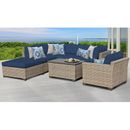Lark Manor™ Anupras 7 Piece Sectional Seating Group w/ Cushions Synthetic Wicker/All - Weather Wicker/Wicker/Rattan in Blue | Outdoor Furniture | Wayfair