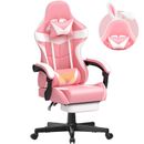 Pink Gaming Chair with Bunny Ears And Massage Support