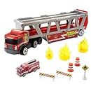 Matchbox Fire Rescue Hauler - Multifunction Playset that holds 16 Vehicles - 8 Accessories & Storage - Includes 1:64 Scale Truck - Gift for Kids 3+
