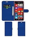 ACM Leather Window Flip Wallet Front & Back Case Compatible with Nokia Lumia 1520 Mobile Cover Blue