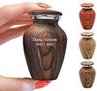 Personalized Walnut Wood Finish Keepsake Cremation Urn for Ashes - Aluminum Urn with Painted Walnut Wood Finish - 3 Cubic Inch Capacity [2.5 tablespoons of cremains] - for The Sharing of Ashes
