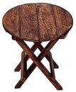 VENUS HANDICRAFTS - Wooden Round Folding Table - Outdoor Patio Furniture Accessory for Home Entertaining in The Patio, Backyard, and Deck - 12 x 12 x 12 inches