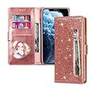EuoDuo Custodia Libro Compatibile con Xiaomi Redmi Note 13 5G Glitter Cover Portafoglio Magnetica Antiurto con Slot per Schede Brillantini Donna Ragazza Accessori di Cellulari Oro Rosa