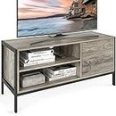 Ballucci TV Stand with Cabinet and Storage Shelves for up to 50 Inch TVs, Media Console, Industrial Entertainment Stand, Modern Wood TV Table Stand for Bedroom, Living Room, Rustic Gray
