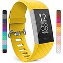 Yousave Accessories Armband Kompatibel mit Fitbit Charge 3 & 4, Silikon Ersatzarmband für Fitbit Charge3 / Charge4, Sport Armband, Armbänder Kompatibel mit Fitbit Charge 3 & 4 - Klein - Mellow Yellow