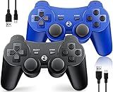 Controller Wireless for PS3, Controller for Sony Playstation 3, 2 Pack, Doubleshock,6-Axis,Upgraded Gamepad Remote for PS3 Controller for Playstation 3 Controller with Analog Joysticks