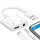 Apple MFi Certified Lightning to 3.5mm Headphones Dongle Jack Adapter for iPhone,2 in 1 Charger and Aux Audio Splitter Adapter Compatible with iPhone 8 11 12 X XR XS Support All iOS System…