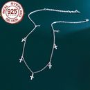 925 Sterling Silver Cross Pendant Charm Chain Necklace Women Jewelry Accessories