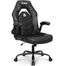 N-GEN Video Gaming Computer Chair Ergonomic Office Chair Desk Chair with Lumbar Support Flip Up Arms Adjustable Height Swivel PU Leather Executive with Wheels for Adults Women Men (Black)