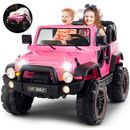 12V Battery Pink Kids Ride on Truck Car Toys Black w/ MP3, LED Light, RC, Cover