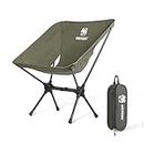 OneTigris PROMENADE Folding Camping Chair, 150kg Capacity Compact Outdoor Chair for Camping Hiking Garden Travel Beach Picnic Lightweight Backpacking (Ranger Green)
