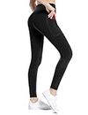 ALONG FIT High Waisted Leggings-Yoga-Pants with Pockets for Women Workout Tummy Control Leggings Sport Running Tights Black (High Waist-Black, 3X-Large)