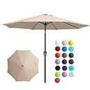 JEAREY 10FT Patio Umbrellas Outdoor Table Umbrella with 8 Sturdy Ribs, Tilt and Sun Umbrellas for Garden, Deck, Backyard and Pool (10FT, Beige)