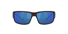 Costa Del Mar Men's Fantail Polarized Rectangular Sunglasses, Tortoise/Grey Blue Mirrored Polarized-580P, 59 mm