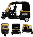 Neoinsta Pull Back CNG Auto Rickshaw Toys for Kids|Auto Toy for Kids|3 Wheeler|Autorickshaw Tricycle Vehicle Toys for Kids with a Driver (Black)