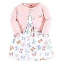 Hudson Baby Baby Girls' Cotton Dress and Cardigan Set, Pastel Butterfly, 18-24 Months