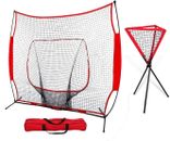 7' x 7' Powernet Baseball and Softball Practice Net + Ball Caddy with Carry Bag