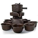Teapot 11pcs/set Chinese Yixing Pot Cup Gongfu Tea Semi-automatic millstone (A)