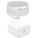 iPhone Original 20W Charger 3FT Long Fast Charging Lightning Cable with USB C Block QC PD Travel for iPhone 14/14 Pro/14 Pro Max/14 Plus/13/12/11/XS/SE 2022/iPad (Type C Adapter with Cable), White