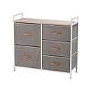Sherwood Luna Fabric Home Dresser Storage Organiser Space for Clothes Bedding Accessories Steel Frame Easy Assembly Cabinet Wooden Drawer Top - 5 Nonwoven Fabric Home Dresser:80x30x81.5cm(Cream)