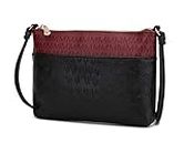 MKF Crossbody Bag for Women – PU Leather Pocketbook Handbag – Designer Side Messenger Purse, Shoulder Crossover, Burgundy Red, Small