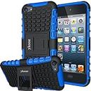 ykooe for iPod Touch 7 Case, iPod Touch 6 Case, iPod Touch 5 Case, Silicone Dual Layer Shockproof Cover with Kickstand for Apple iPod touch 5th / 6th / 7th, Blue