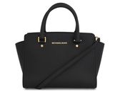 Michael Kors Black Selma Medium Saffiano Leather Satchel Handbag