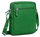 Hudson & James Designer Genuine Leather Women Ladies Travel Satchel Everyday Crossover Cross body Work iPad Shoulder Handbag Bag (Green)