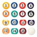 Dewin 2.5 cm Mini Billiard Balls, 16 Pieces Environmentally Friendly Mini Billiard Table Accessories Made of Polyester Resin for Game Rooms, Bars, Sports and Leisure Games