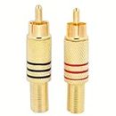 TECH-X RCA Plugs Speaker Plugs, 8 Pack Gold Plated RCA Male Solderless Coax Audio Video in-Line Jack Adapter Wire Cable Connector Coaxial Plug Screws Cable Terminal Connector Phono Red Black Adapter