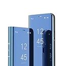 IMEIKONST Samsung S10 Custodia Bookstyle Specchio Design Clear View Makeup Stand Full Body Protettiva Bumper Flip Folio Copertura per Samsung Galaxy S10 Flip Mirror: Blue QH