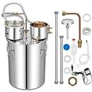 TANGZON Moonshine Still Distiller, 3 Pots 5 Gal 22L/8.5 Gal 38L Stainless Steel Water Alcohol Spirits Wine Making Boiler with Copper Pipe, Thermometer & Pump, Home Brewing Kit for Whisky Brandy (38L)