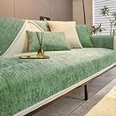 Simple Striped Chenille Anti-Scratch Couch Cover, Solid Chenille Striped Weave Textured Sectional Couch Covers (Green,90 * 160)