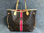 Authentic Louis Vuitton Neverfull MM Monogram Tote Bag with initials M41178