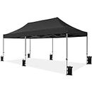 Yaheetech Heavy Duty Pop Up Canopy Tent, 10x20 Commercial Instant Shelter Tent for Wedding, Parties, Adjustable Outdoor Canopy with Wheeled Carry Bag, 6 Sandbags & 10 Stakes, Black