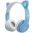 Daemon Headphones, Bluetooth Wireless Headphones for Kids/Teens/Adults, Over-Ear Bluetooth Headphones with Microphone, Cat Ear Headphones for Girls Women (Baby Cat Baby Blue)(Wireless Headphones)