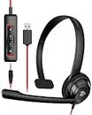 NUBWO USB Headset with Microphone for PC, Computer Headphones with Noise Cancelling Microphone for Office Work, Zoom Calls, Online Conferences