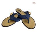 Louis Vuitton Shoes | Authentic Louis Vuitton Navy Leather Chaussures Slides Thong Sandals 38/8 | Color: Blue | Size: 8