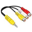 Adaptermvp 3.5MM to 3 RCA Cable Video AV Component Adapter Cable Replacement for TCL TV, 3 RCA to AV Input Adapter - 23CM/9in (Red, Yellow, White, Black)