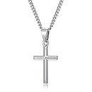 Murtoo Cross Necklace for Men, Stainless Steel Necklace for Men with Cross Pendant, Cross Mens Necklace Simple Jewelry Gift for Men Women, 2" Adjustable Curb Chain (Silver, 20.00)
