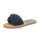 Generic scarpe donna invernali sneakers 2024 estate sandali da donna Pantofole infradito intrecciate Sandali da spiaggia piatti con fiori blu scuro Sandali da viaggio estivi J-52 Navy 7