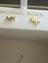 Michael Kors Womens MK Logo Stud Earrings  Gold New In Box